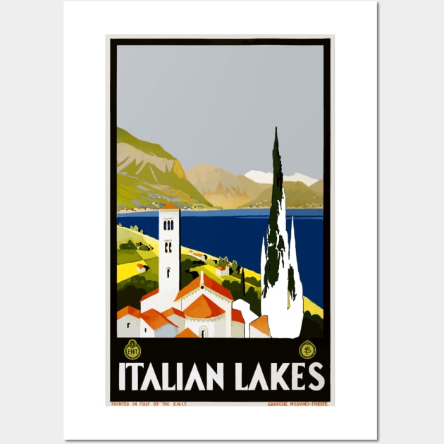 Italian Lakes travel poster Wall Art by Yaelledark